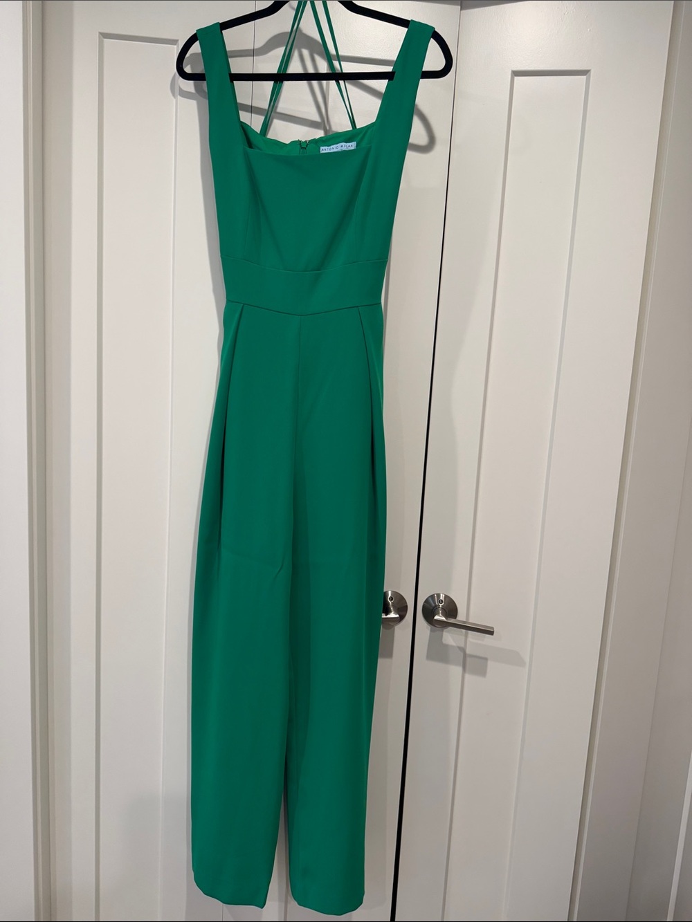 ANTONIO MELANI Emerald Green Wide-Leg Strappy Jumpsuit